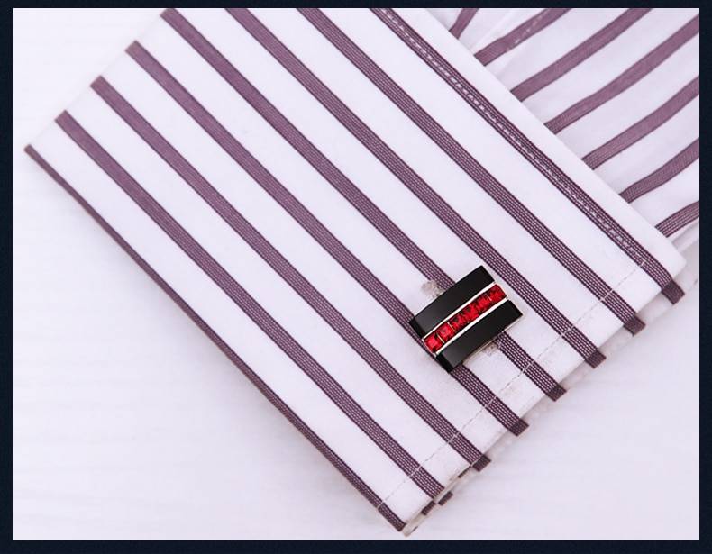 Men's Red Crystal Patterned Cuff Links