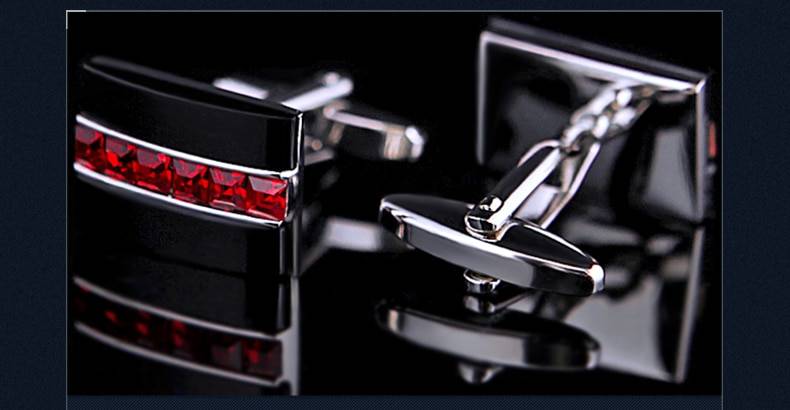 Men's Red Crystal Patterned Cuff Links