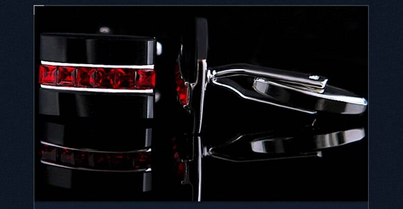 Men's Red Crystal Patterned Cuff Links
