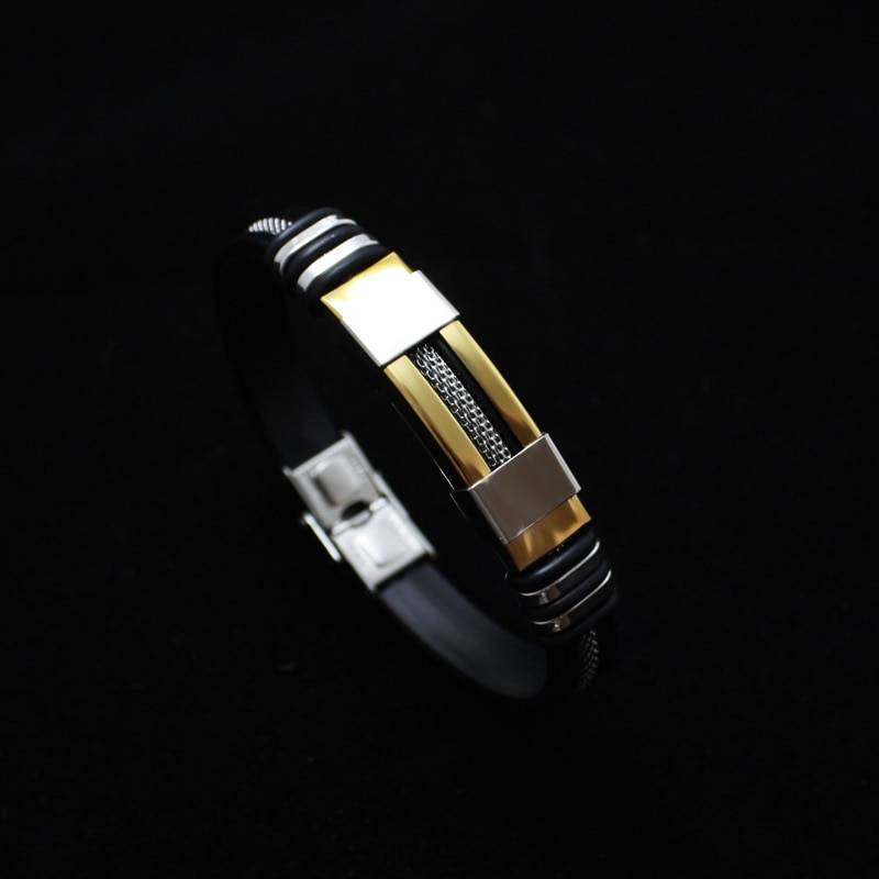 Men's Stainless Steel and Silicone Punk Bracelet