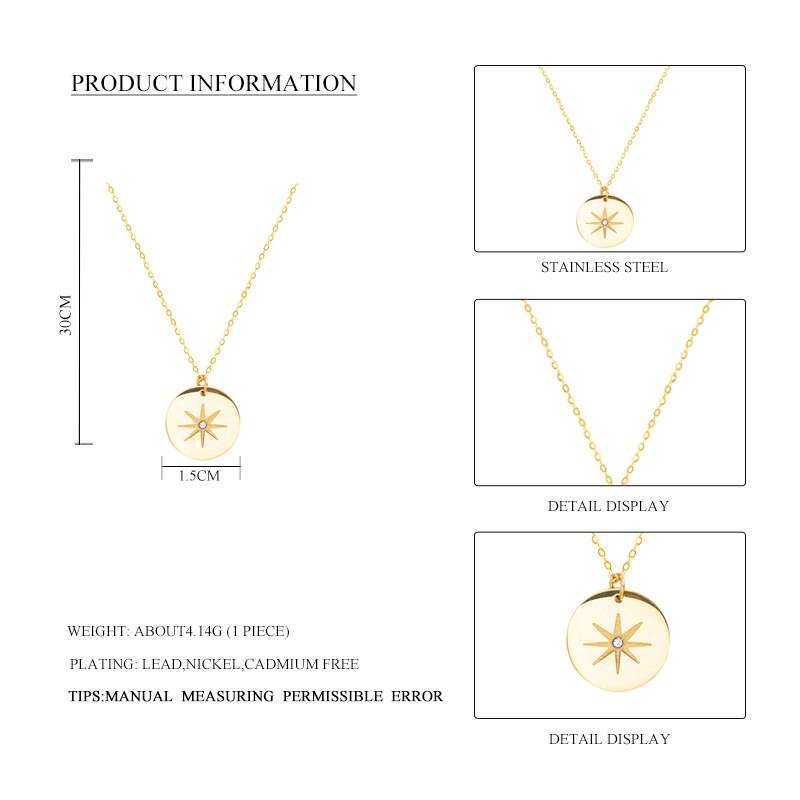 Gold Stainless Steel Women's Pendant Necklace