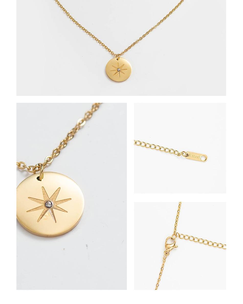 Gold Stainless Steel Women's Pendant Necklace