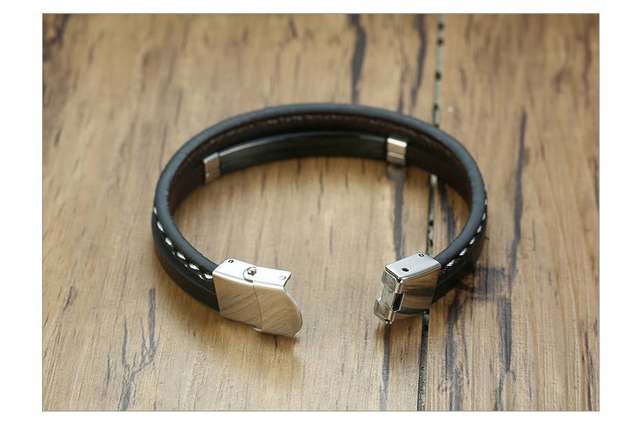 Men's Genuine Leather Personalize Bracelet