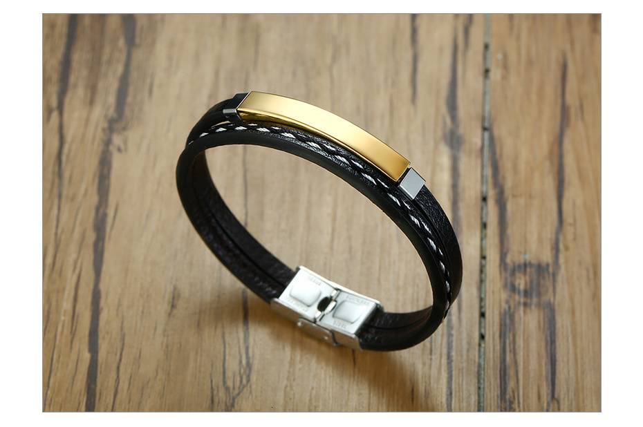 Men's Genuine Leather Personalize Bracelet