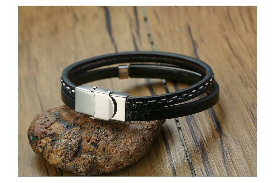 Men's Genuine Leather Personalize Bracelet