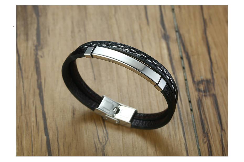 Men's Genuine Leather Personalize Bracelet