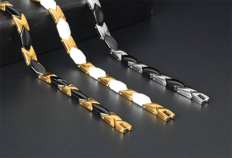 Ceramic and Stainless Steel Rhombus Bracelet