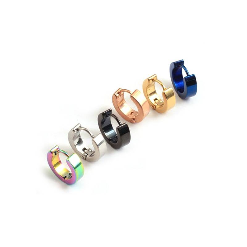 Round Stainless Steel Rock Style Earrings