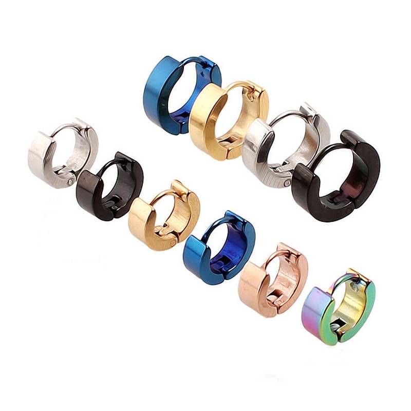 Round Stainless Steel Rock Style Earrings