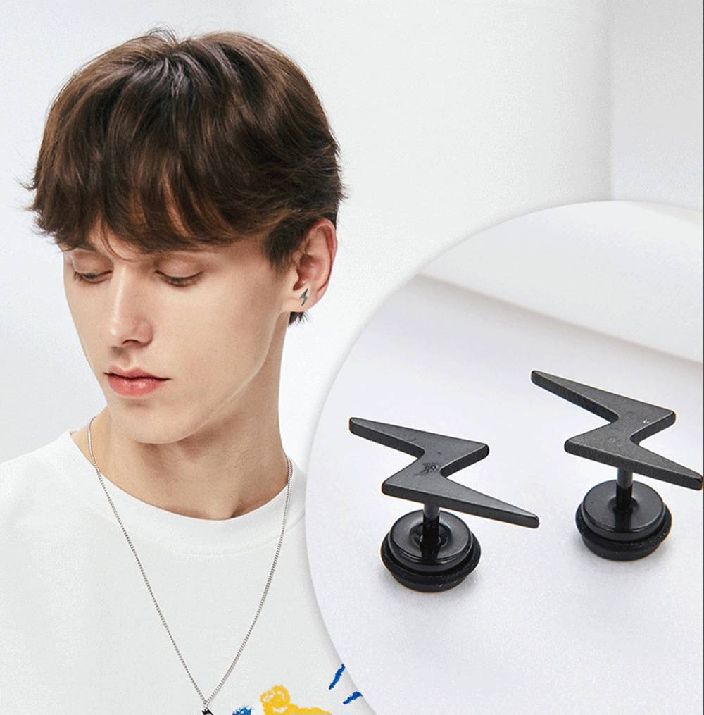 Classic Lightning Shaped Stud Earrings Earrings Earrings Men Jewelry Women Jewelry 