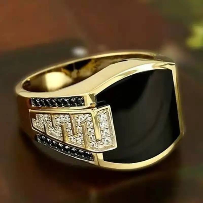 Men's Punk Rock Titanium Steel Square Ring Men Jewelry Rings 