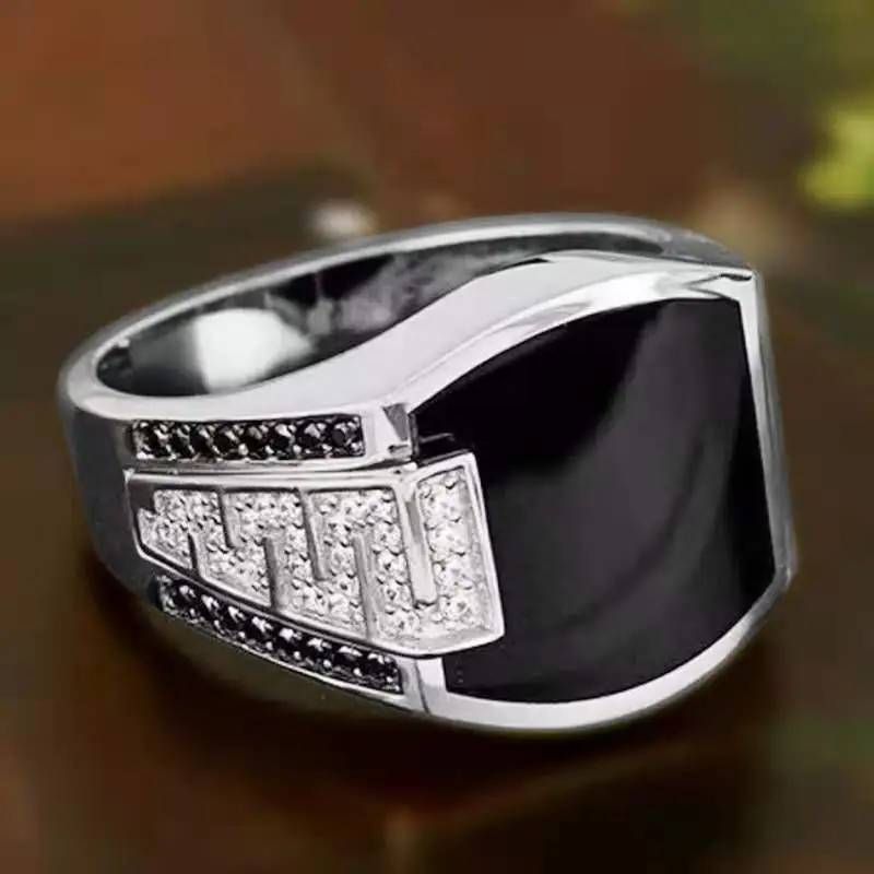Men's Punk Rock Titanium Steel Square Ring Men Jewelry Rings 