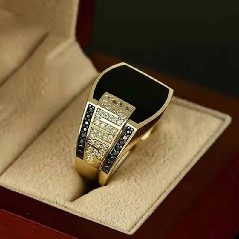 Men's Punk Rock Titanium Steel Square Ring Men Jewelry Rings 
