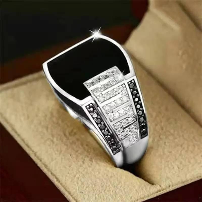 Men's Punk Rock Titanium Steel Square Ring Men Jewelry Rings 