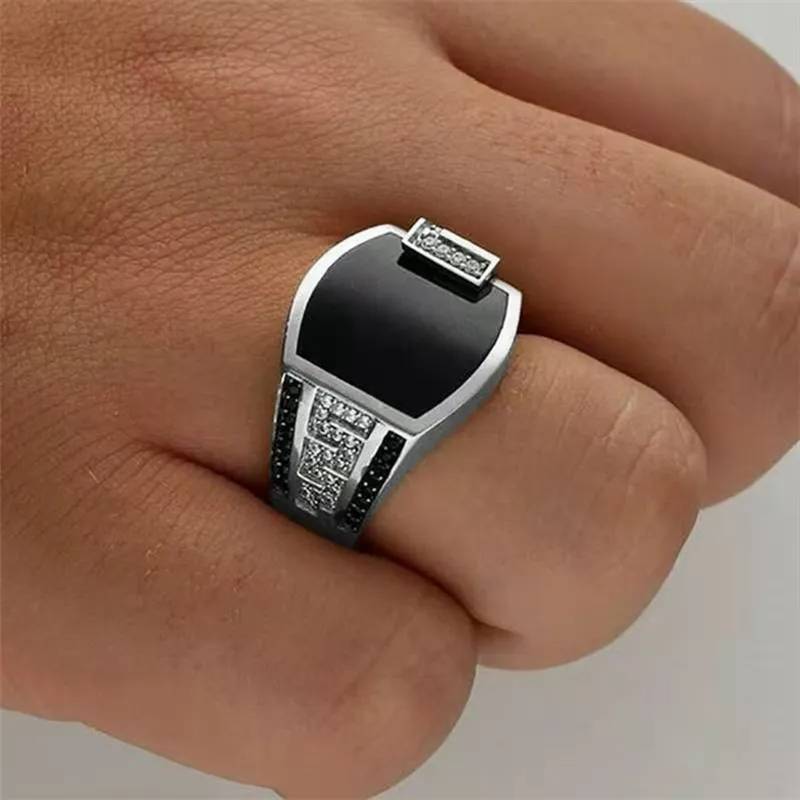 Men's Punk Rock Titanium Steel Square Ring Men Jewelry Rings 