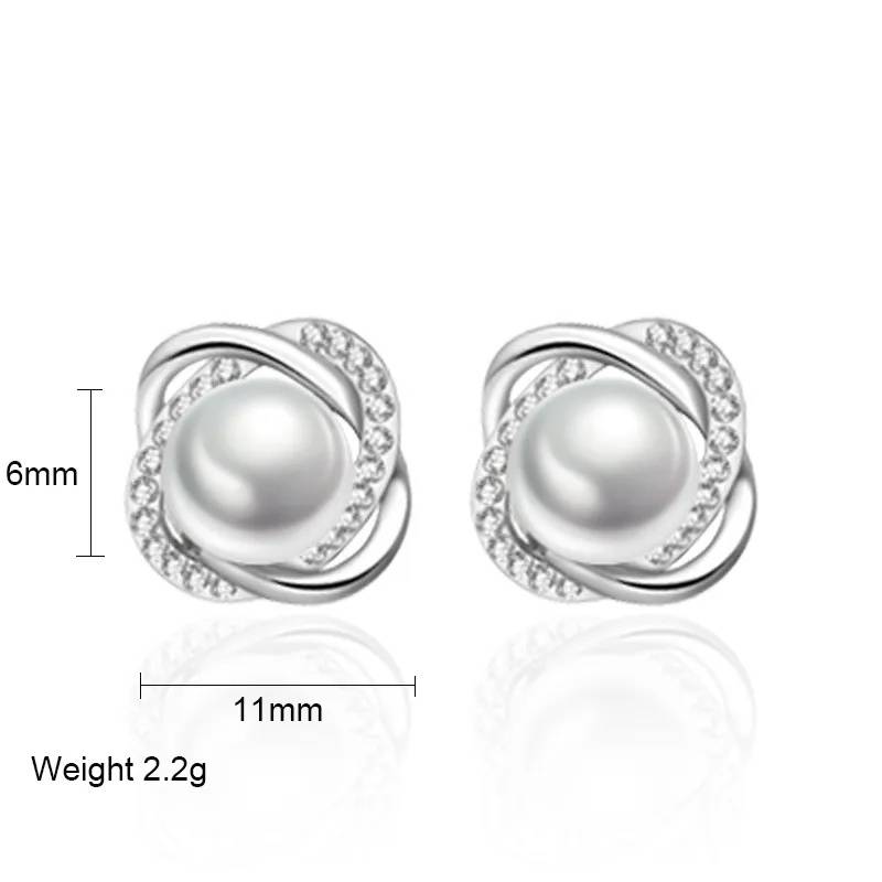 Twisted Pearl and Crystal Stud Earrings Earrings Women Jewelry 