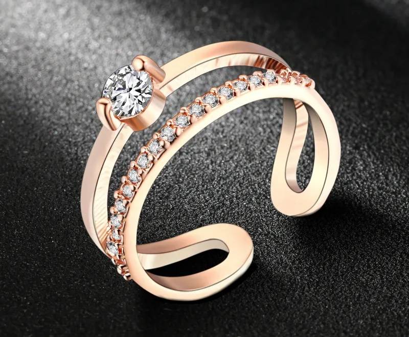 Women's Cubic Zirconia Double Open Ring Rings Women Jewelry 