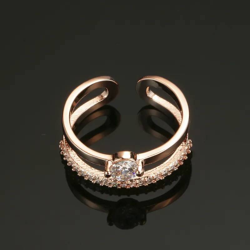 Women's Cubic Zirconia Double Open Ring Rings Women Jewelry 