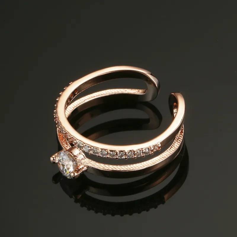 Women's Cubic Zirconia Double Open Ring Rings Women Jewelry 
