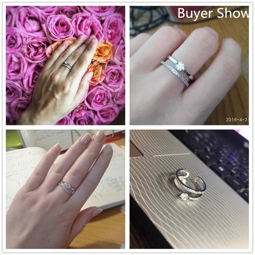 Women's Cubic Zirconia Double Open Ring Rings Women Jewelry 