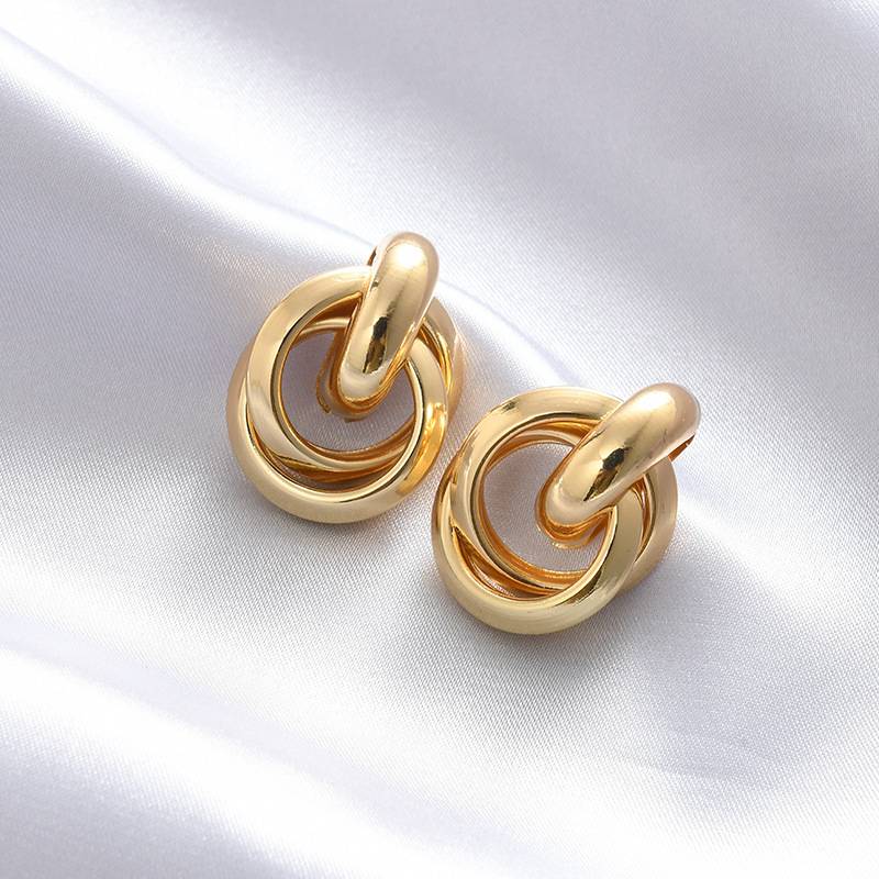 Women's Double Knots Gold Plated Hoop Earrings Best Sellers Earrings Women Jewelry 