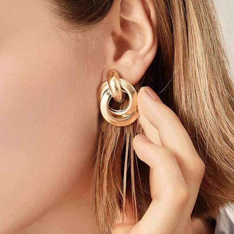 Women's Double Knots Gold Plated Hoop Earrings Best Sellers Earrings Women Jewelry 