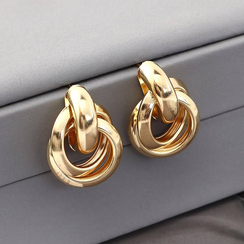 Women's Double Knots Gold Plated Hoop Earrings Best Sellers Earrings Women Jewelry 