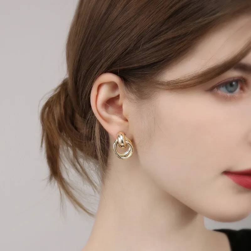 Women's Double Knots Gold Plated Hoop Earrings Best Sellers Earrings Women Jewelry 