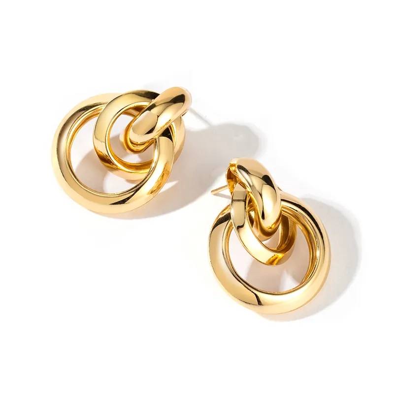 Women's Double Knots Gold Plated Hoop Earrings Best Sellers Earrings Women Jewelry 
