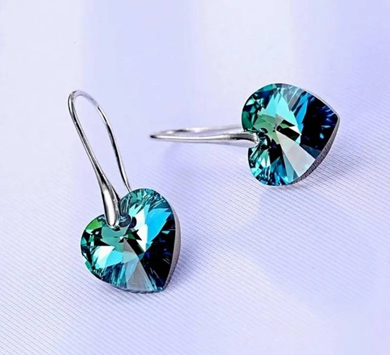 Women's Heart Shaped Colorful Crystal Necklace and Earrings Set Jewelry Sets Women Jewelry 