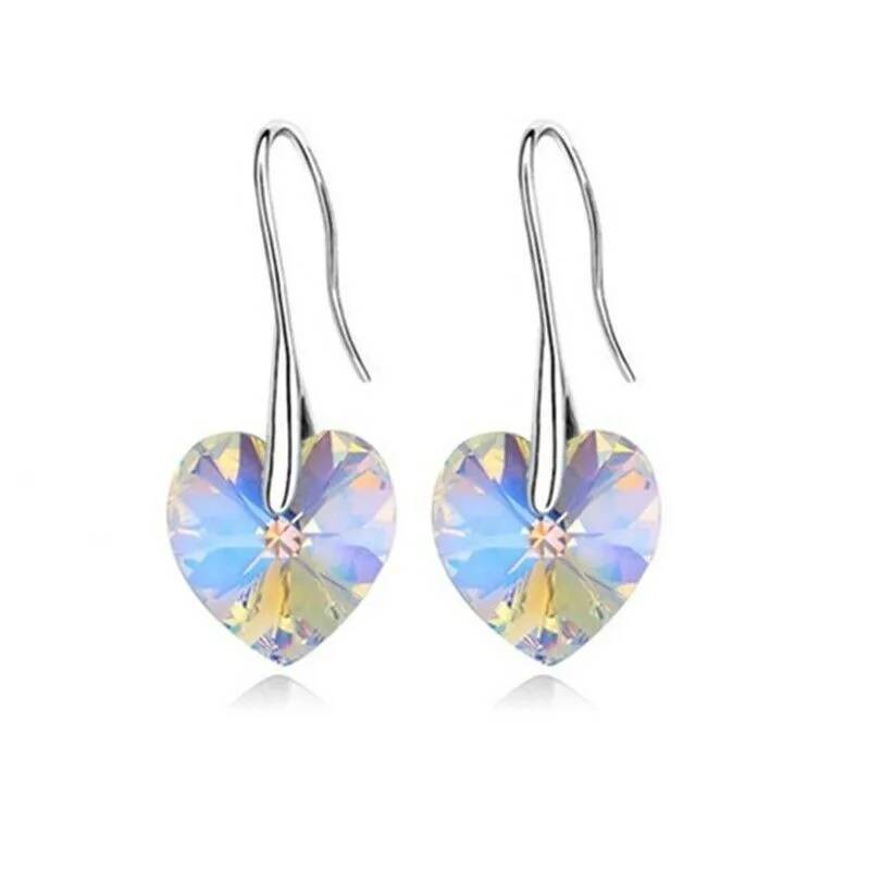 Women's Heart Shaped Colorful Crystal Necklace and Earrings Set Jewelry Sets Women Jewelry 