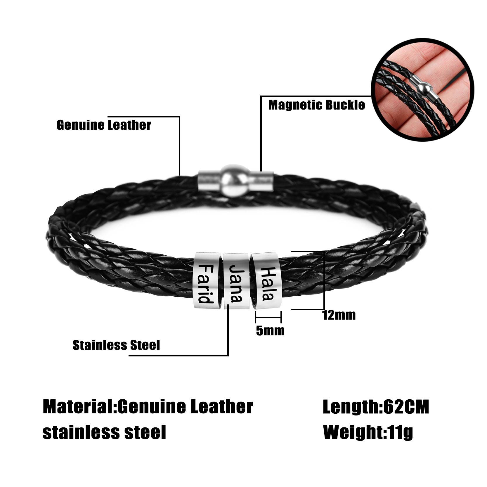 Men's Personalized Leather Bracelet - Jewelry Reimagine