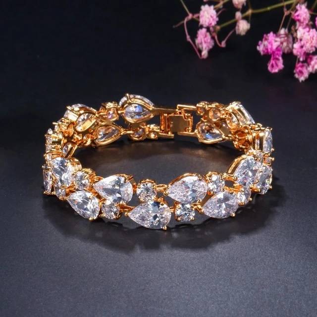 Luxury Multicolor Crystals Rolo Bracelet Bracelets & Bangles New Arrivals Rings Women Jewelry Metal Color: Gold Color|Silver Color Metal Color: Gold White Color 