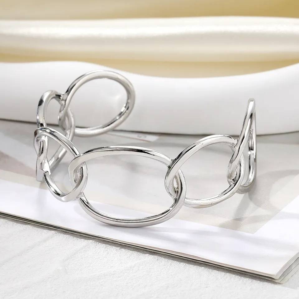 Adjustable Curb Link Oval Cuff Bangle Bracelets & Bangles Women Jewelry 