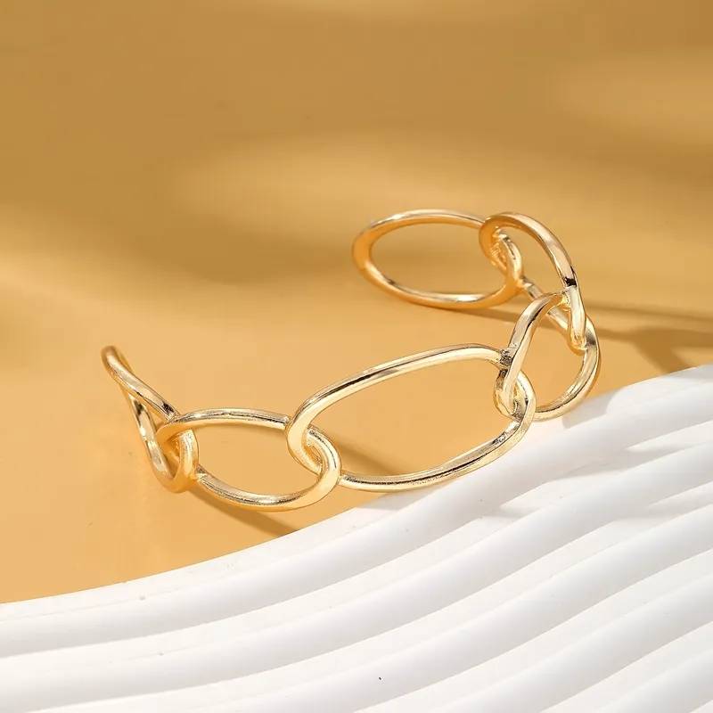 Adjustable Curb Link Oval Cuff Bangle Bracelets & Bangles Women Jewelry 
