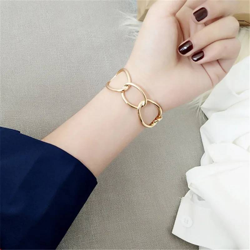 Adjustable Curb Link Oval Cuff Bangle Bracelets & Bangles Women Jewelry 