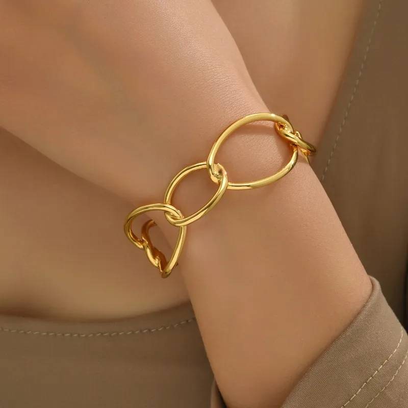 Adjustable Curb Link Oval Cuff Bangle Bracelets & Bangles Women Jewelry 