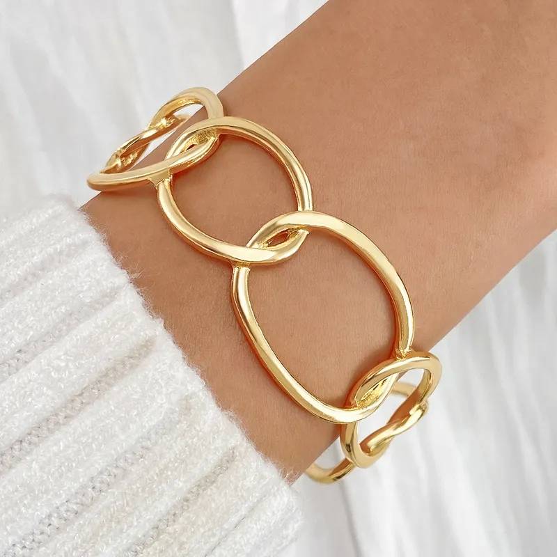 Adjustable Curb Link Oval Cuff Bangle Bracelets & Bangles Women Jewelry 