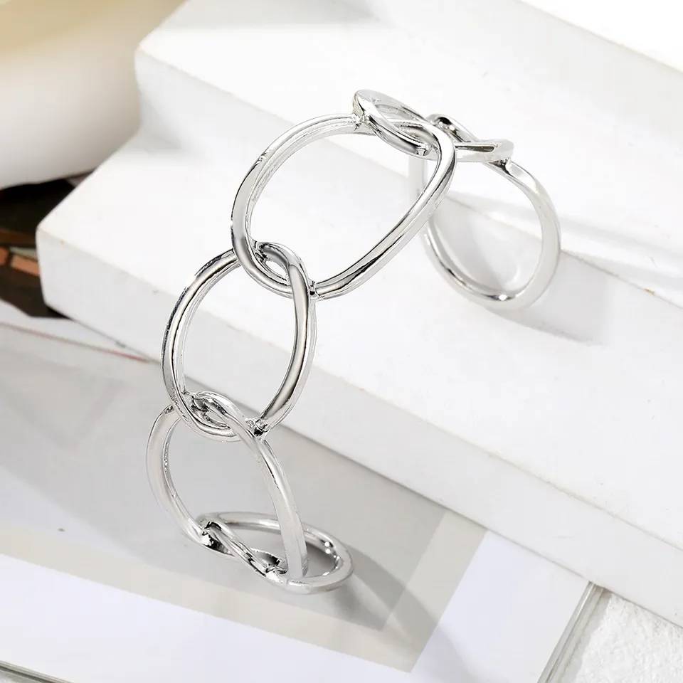 Adjustable Curb Link Oval Cuff Bangle Bracelets & Bangles Women Jewelry 