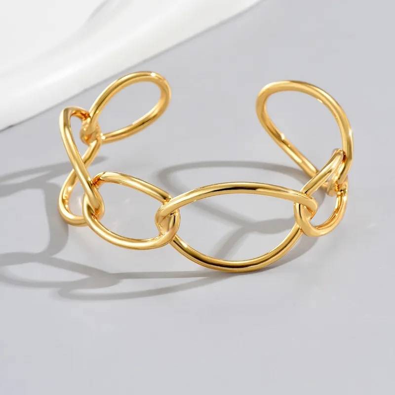 Adjustable Curb Link Oval Cuff Bangle Bracelets & Bangles Women Jewelry 