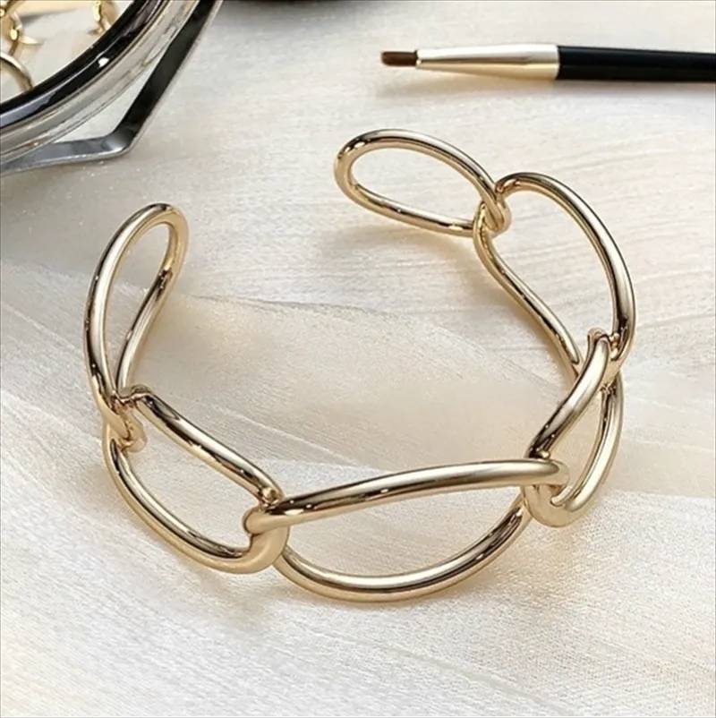 Adjustable Curb Link Oval Cuff Bangle Bracelets & Bangles Women Jewelry 