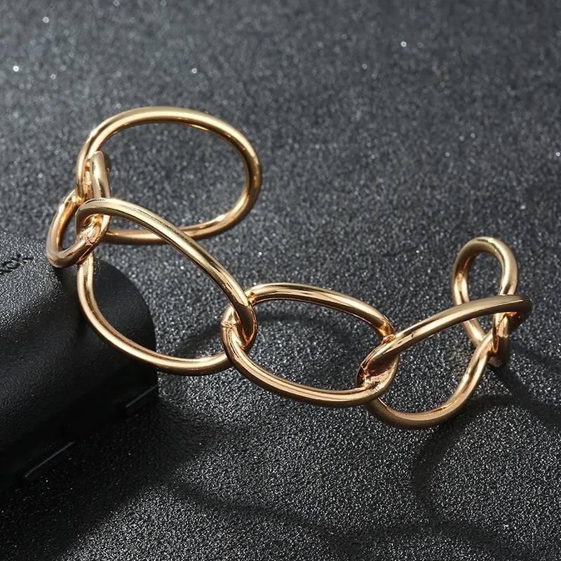 Adjustable Curb Link Oval Cuff Bangle Bracelets & Bangles Women Jewelry 