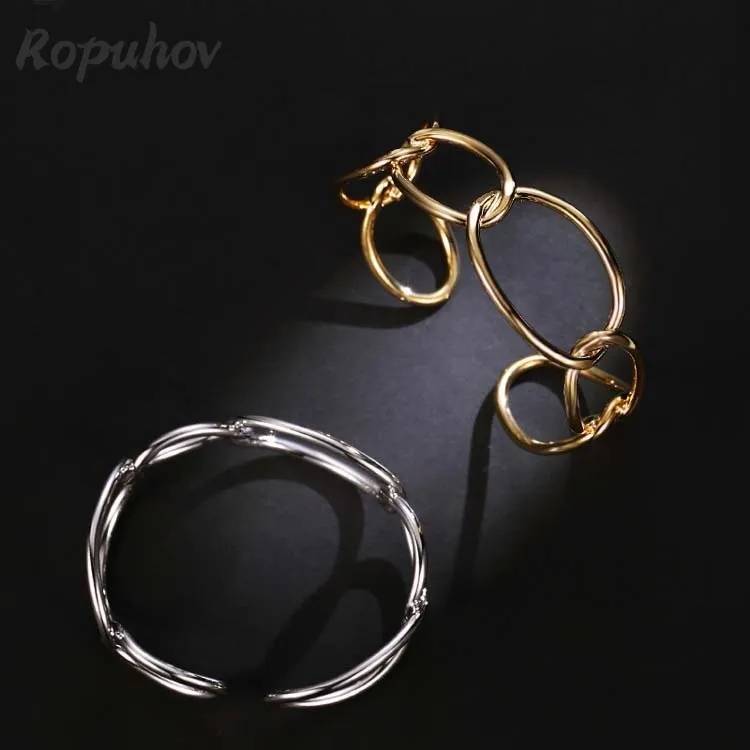Adjustable Curb Link Oval Cuff Bangle Bracelets & Bangles Women Jewelry 