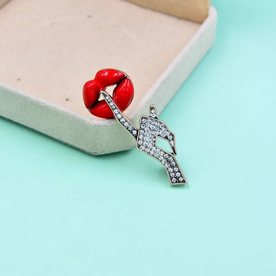 Women Hush Shhh Finger Enamel Rhinestones Brooch Brooches & Pins Women Jewelry 