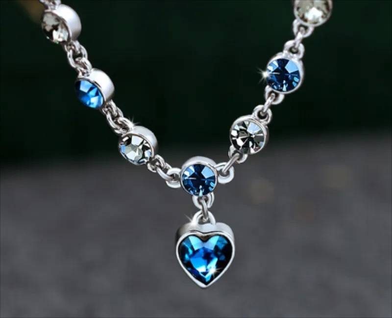 Blue Rhinestones Ocean Heart Bracelet for Women Bracelets & Bangles Women Jewelry 