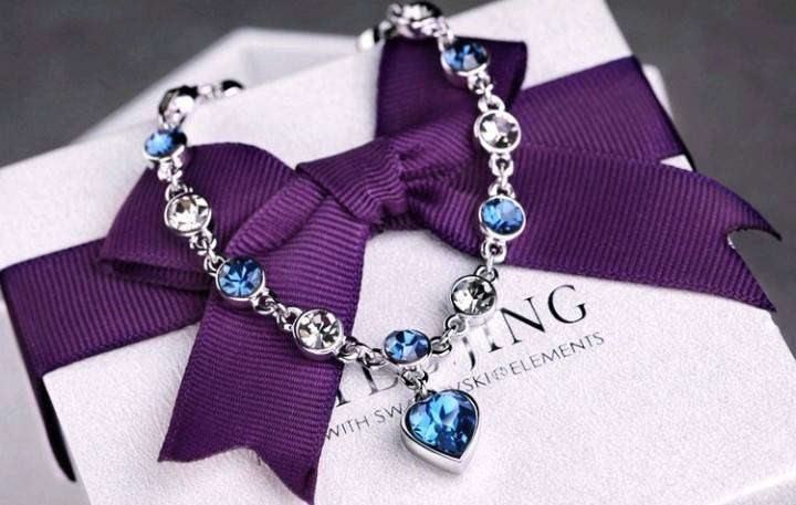 Blue Rhinestones Ocean Heart Bracelet for Women Bracelets & Bangles Women Jewelry 