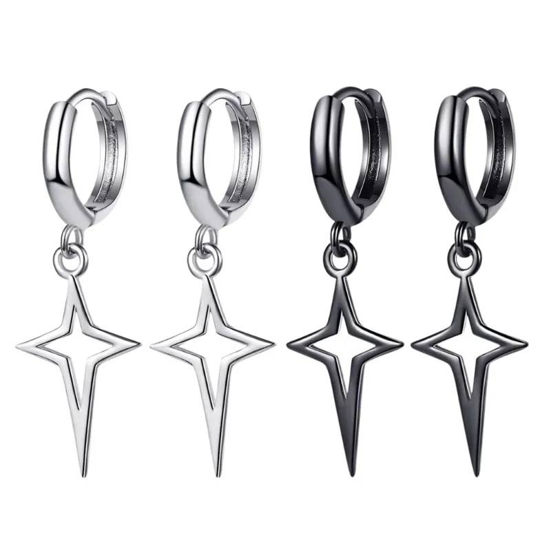 925 Sterling Silver Black Star Tassel Earrings Earrings Earrings Men Jewelry Women Jewelry 