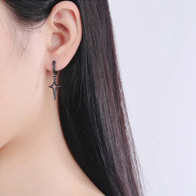 925 Sterling Silver Black Star Tassel Earrings Earrings Earrings Men Jewelry Women Jewelry 