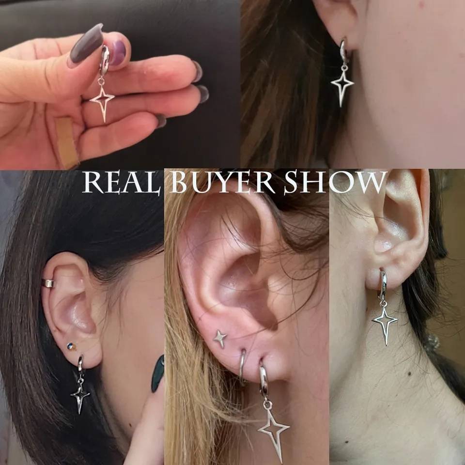 925 Sterling Silver Black Star Tassel Earrings Earrings Earrings Men Jewelry Women Jewelry 