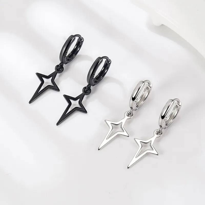 925 Sterling Silver Black Star Tassel Earrings Earrings Earrings Men Jewelry Women Jewelry 